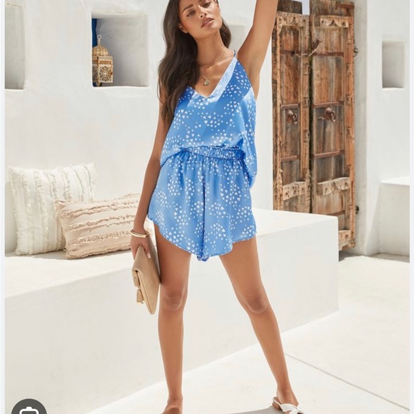 Vici Mykonos printed satin short set - Picture 3 of 5